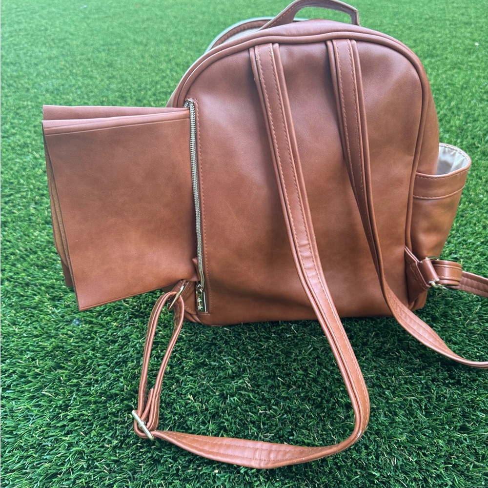 Itzy Ritzy Brown Faux Leather Baby Backpack - Picture 4 of 11